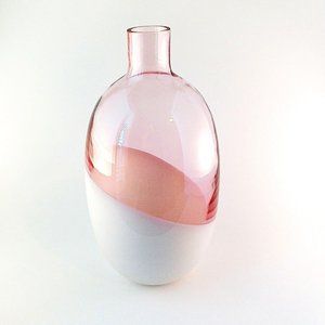 Ikea Pink and White Art Glass Vase
